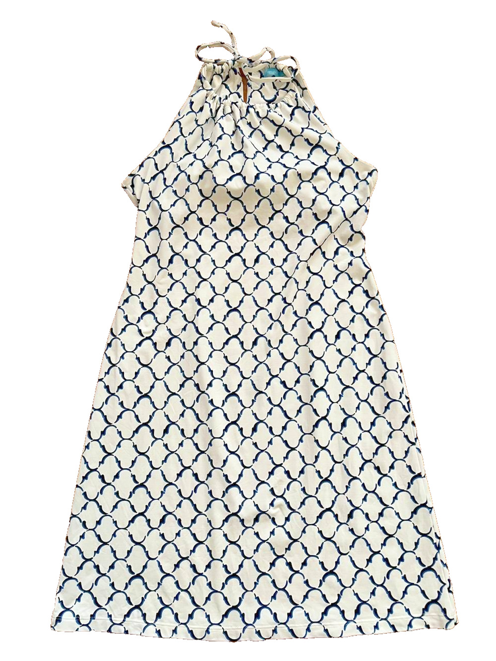 J MCLAUGHLIN WOMEN'S Dress Sleeveless WHITE & BLUE nylon Size XS A001223